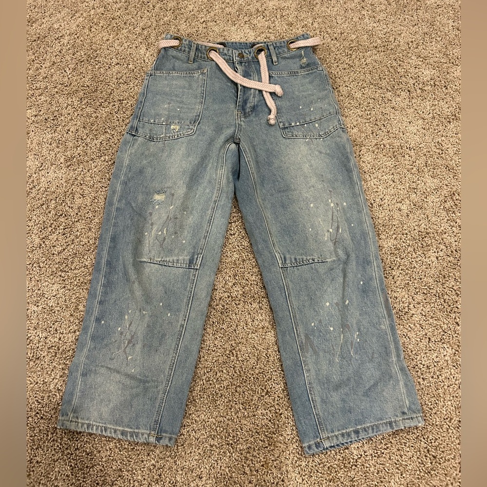 BiBi Blue Barrel Distressed Denim